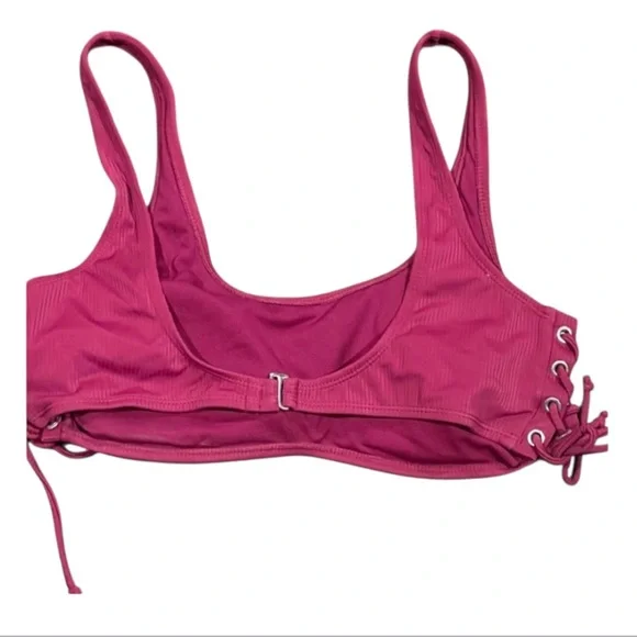 California Waves Wine Lace Up Back Hook Bikini Top Beach Swim Juniors size XL - Picture 2 of 6